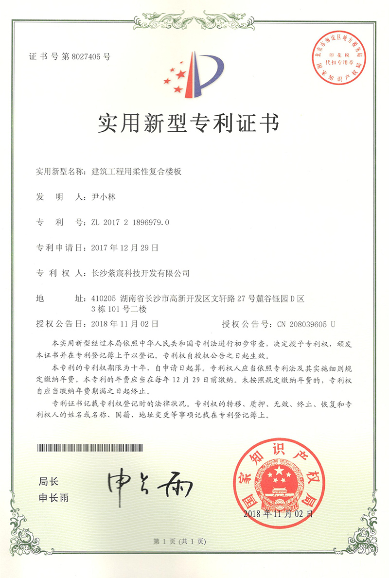 1.1-ZL201721896979.0-建築工(gōng)程用(yòng)柔性複合樓闆  1